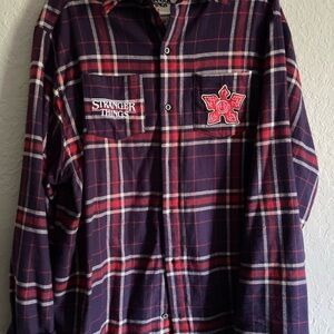 CAKEWORTHY Stranger Things Plaid Casual Button Down Shirt
